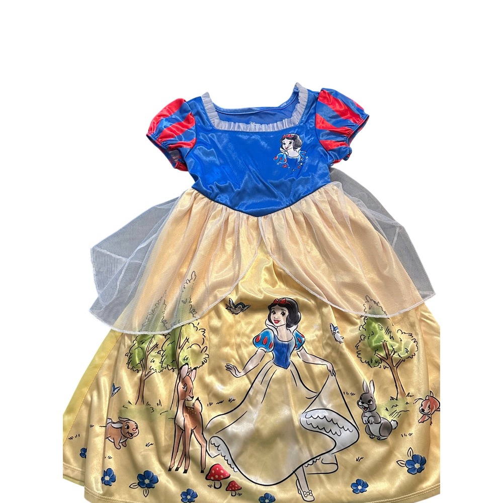 Disney Princess Snow White Nightgown Toddler 2T Blue Yellow Forest Friends Dress
